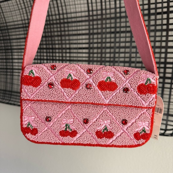 Anthropologie the Fiona beaded bag cherry - Picture 2 of 5